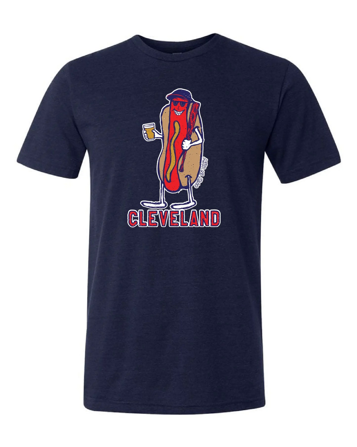 "Cleveland Dollar Dog/Beer Design" on Navy - Only in Clev