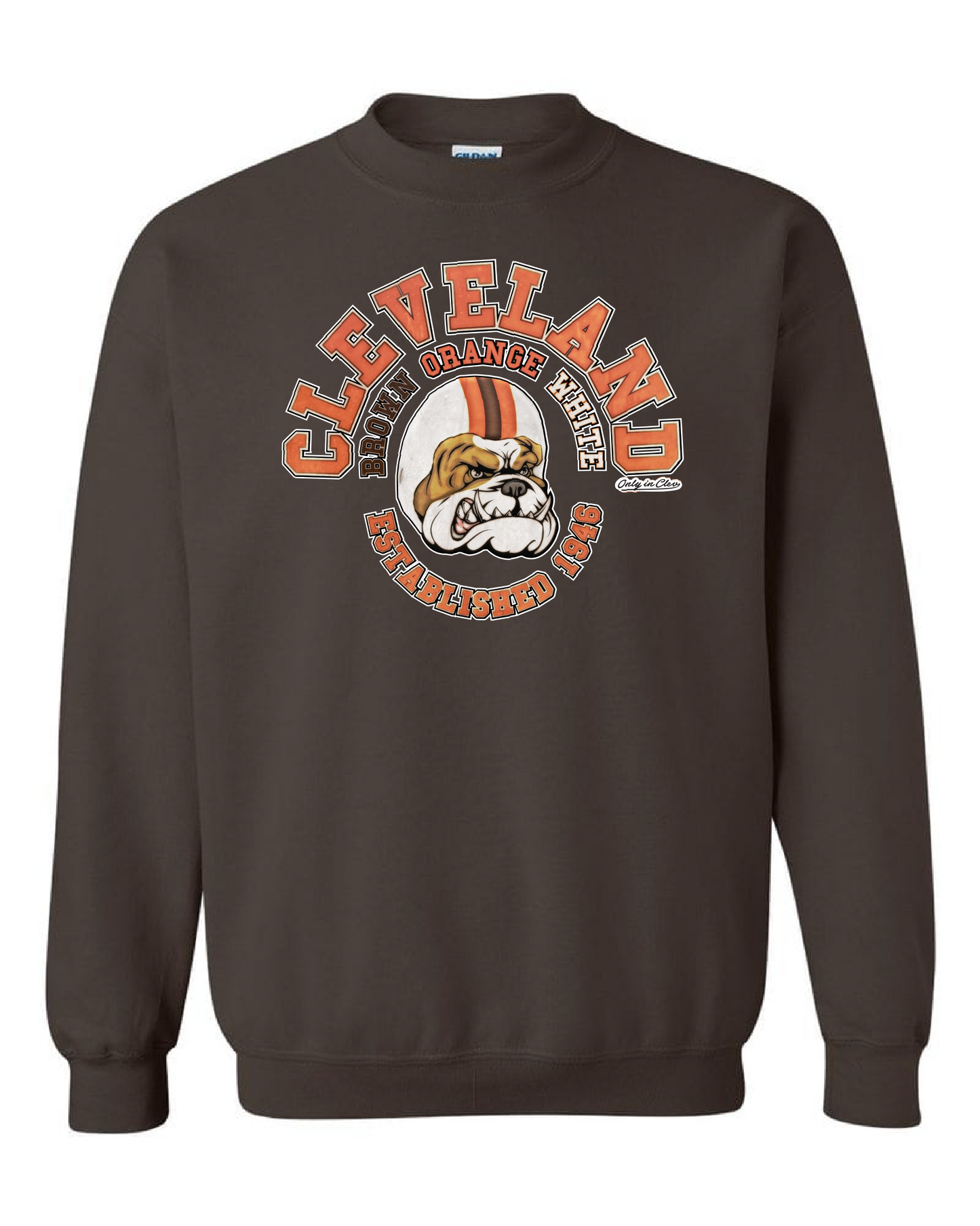 Cleveland Old School Brown Orange White on Brown - Only in Clev