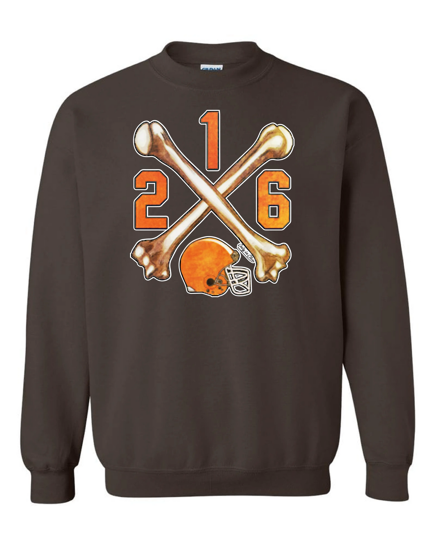"Cleveland Bones 216" on Brown - Only in Clev 3XL-Unisex-crew-sweatshirt