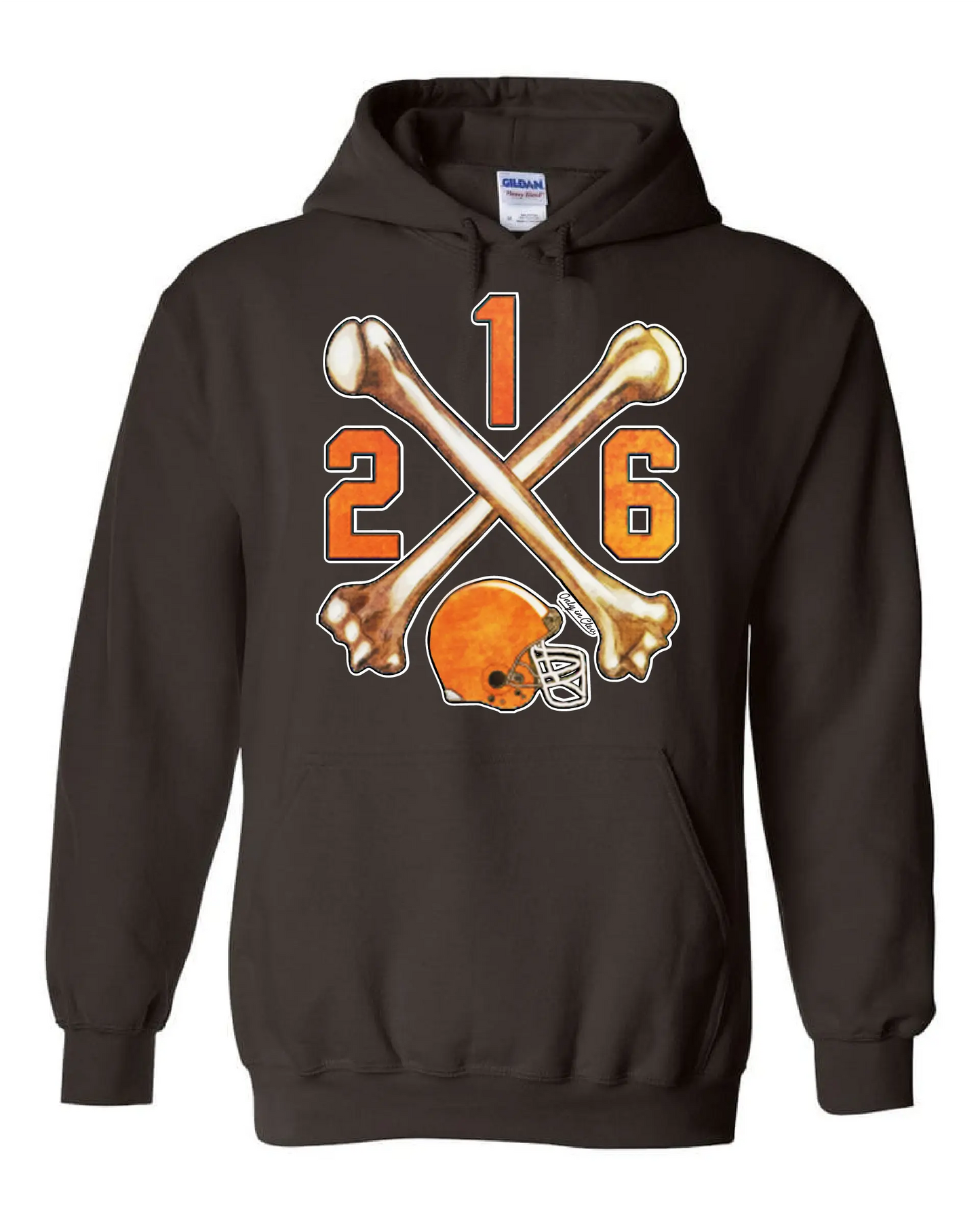 "Cleveland Bones 216" on Brown - Only in Clev 3XL-Unisex-hoodie