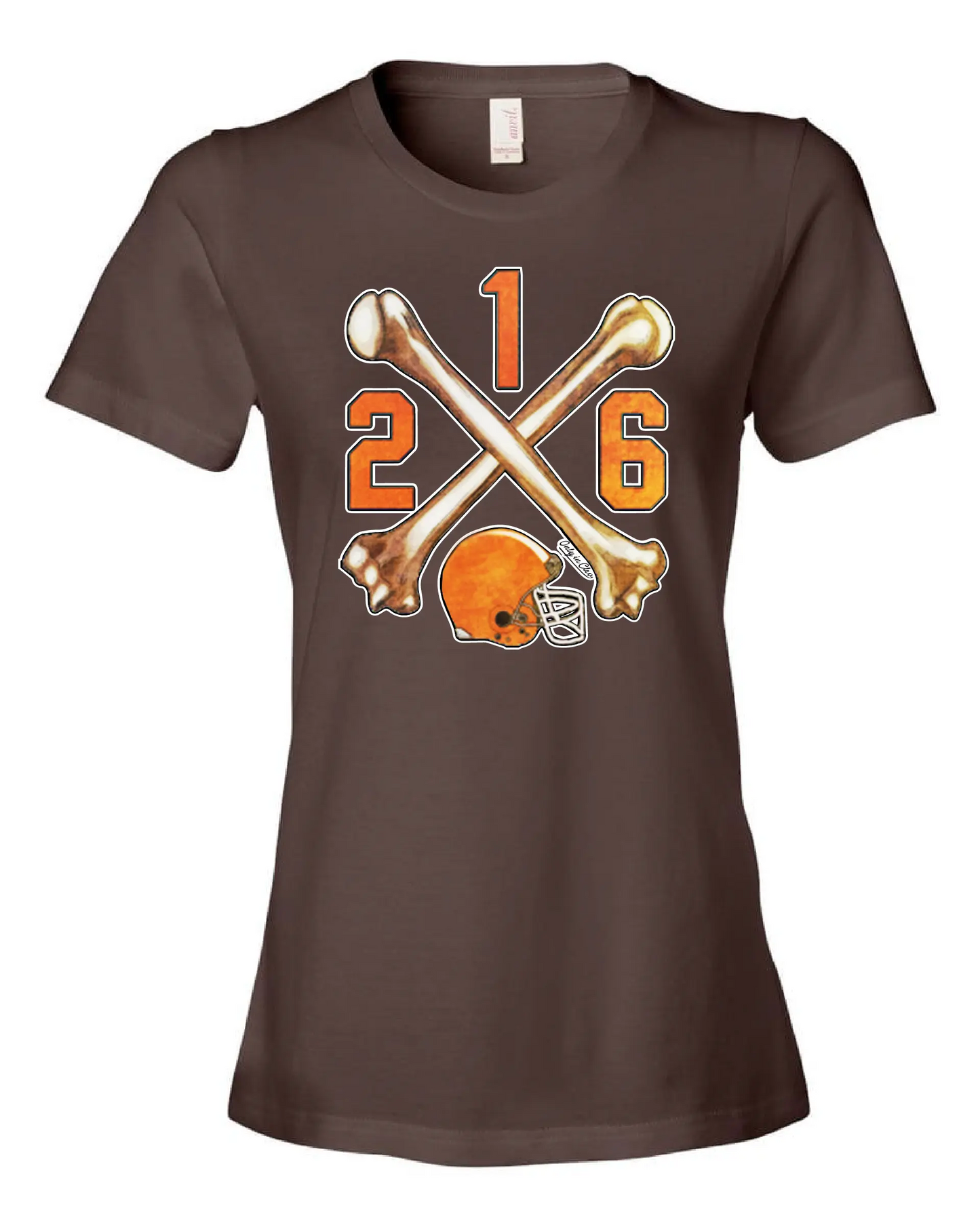 "Cleveland Bones 216" on Brown - Only in Clev 3XL-Women-s-short-sleeve