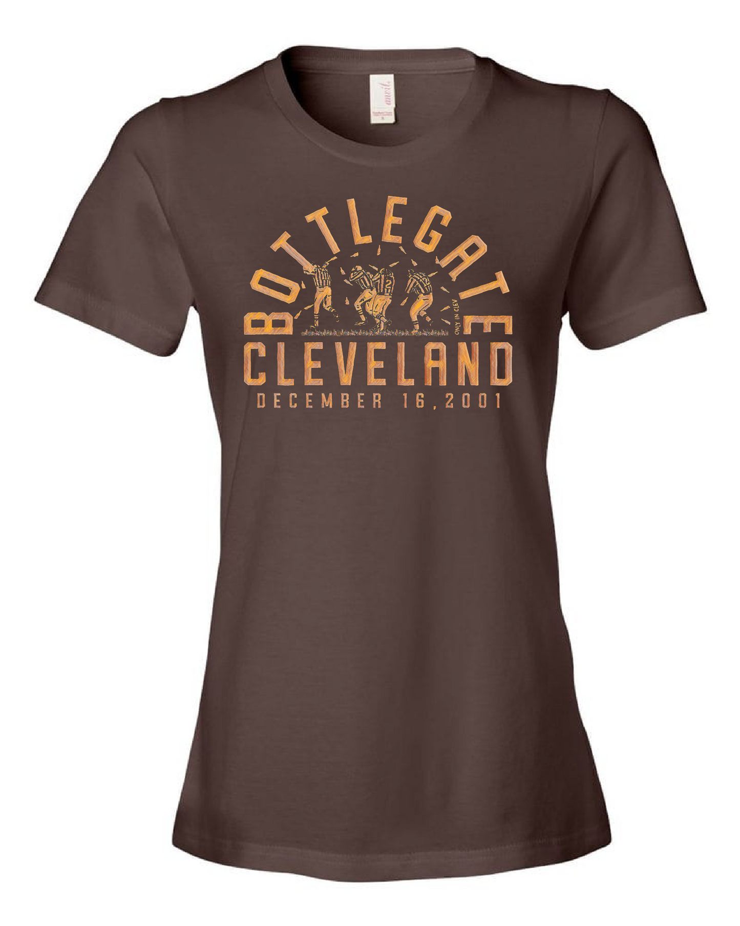 "Bottlegate T Shirt" on Brown - Only in Clev