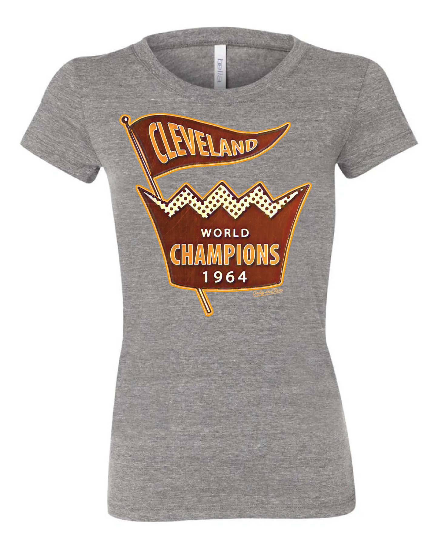 "Cleveland Football 1964 Champs" design on Gray - Only in Clev - 3XL / Women's short sleeve