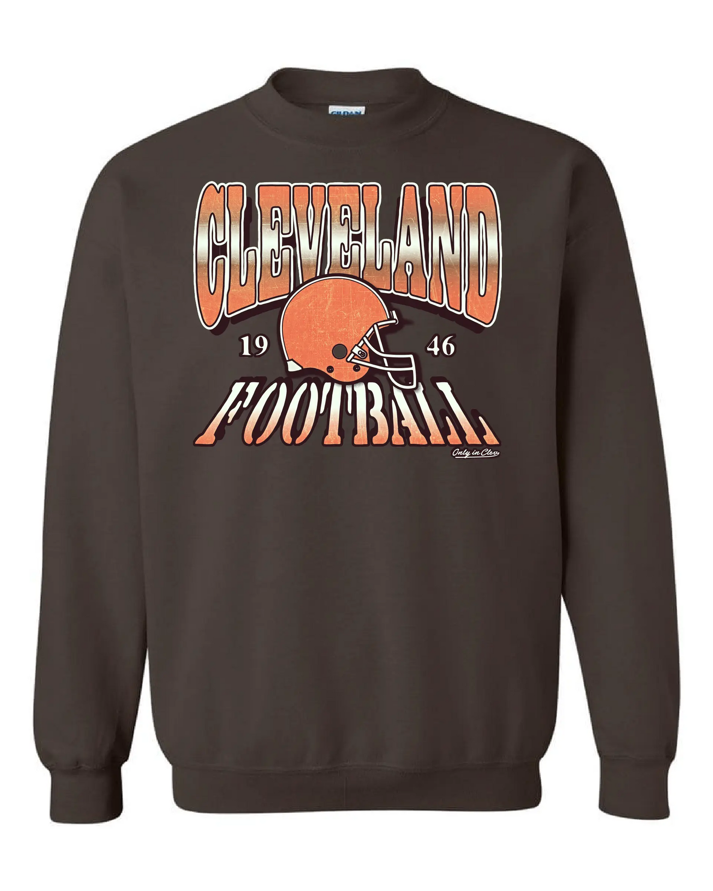 "Cleveland Football Old School Design on Brown - Only in Clev