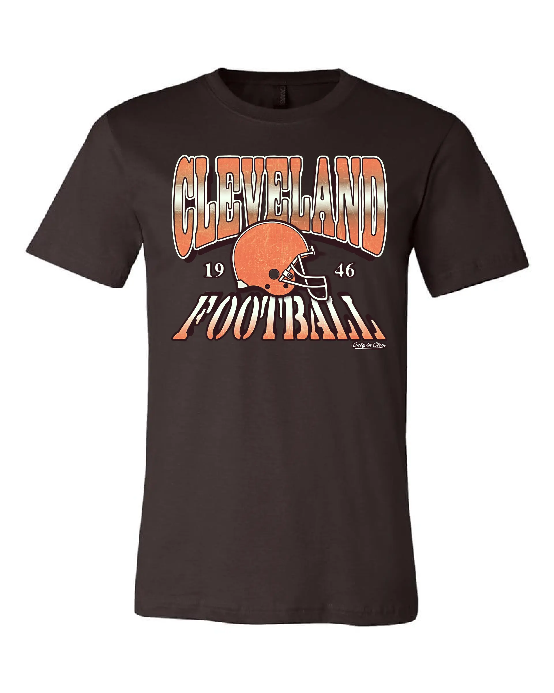 "Cleveland Football Old School Design on Brown - Only in Clev