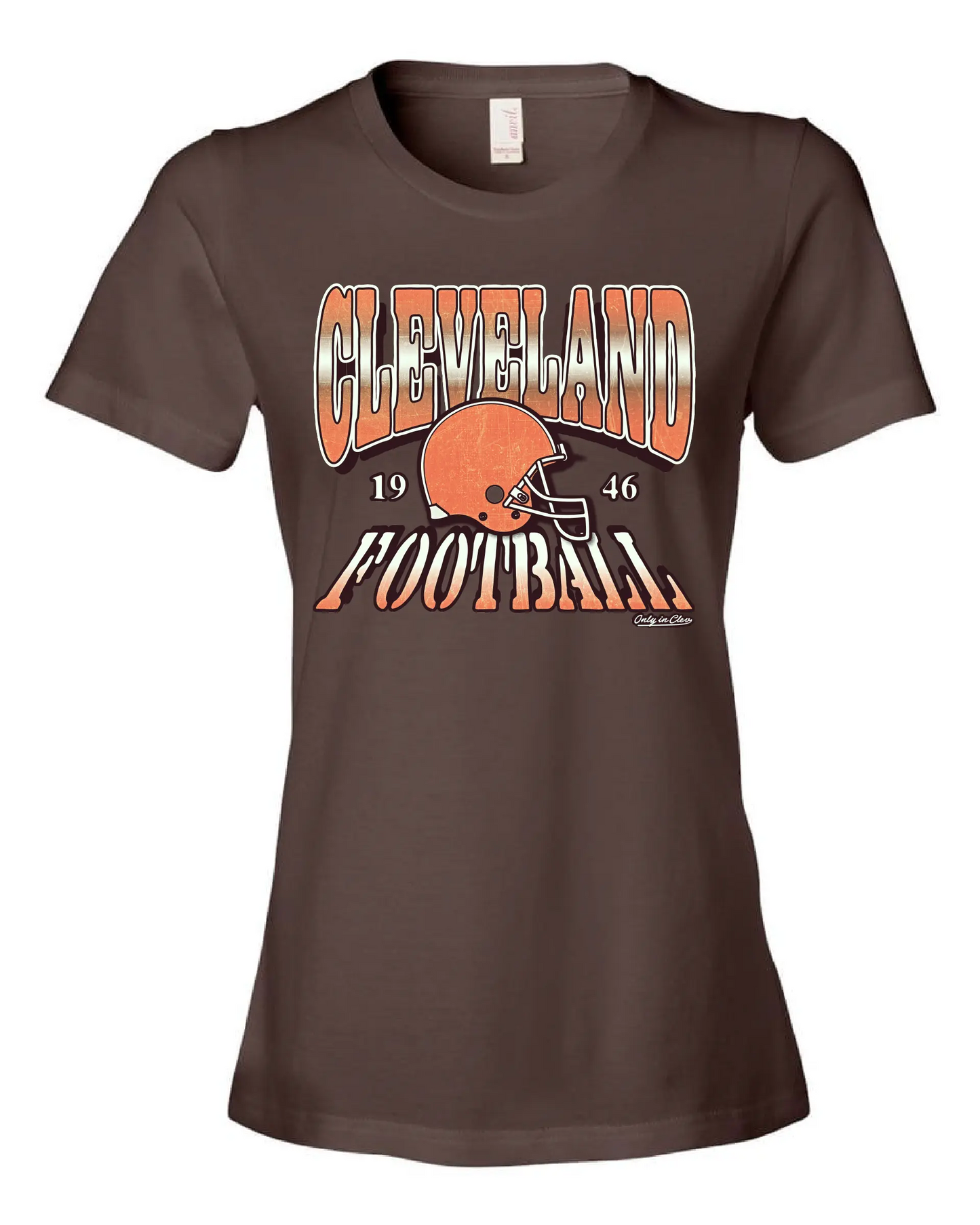 "Cleveland Football Old School Design on Brown - Only in Clev