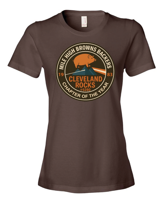 Mile High Browns Backers 2025 Only in Clev 2XL / Brown Women's Short Sleeve