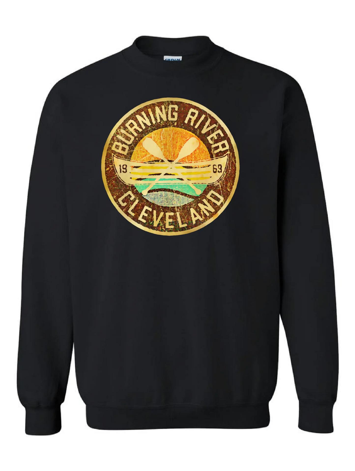 "Burning River 1969" on Black Only in Clev 3XL / Crew Sweatshirt