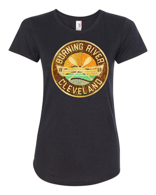 "Burning River 1969" on Black Only in Clev 3XL / Women's Short-Sleeve T-Shirt