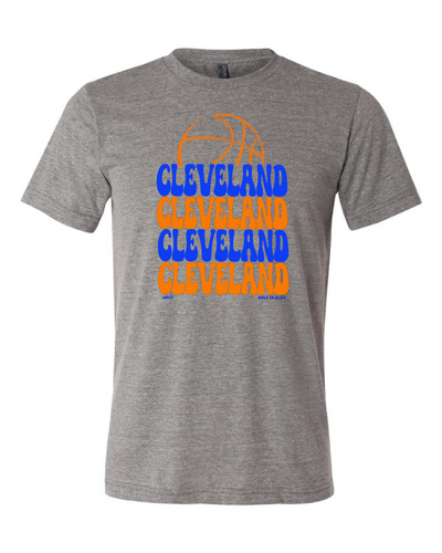Cleveland Basketball Retro Colors" Design on Gray