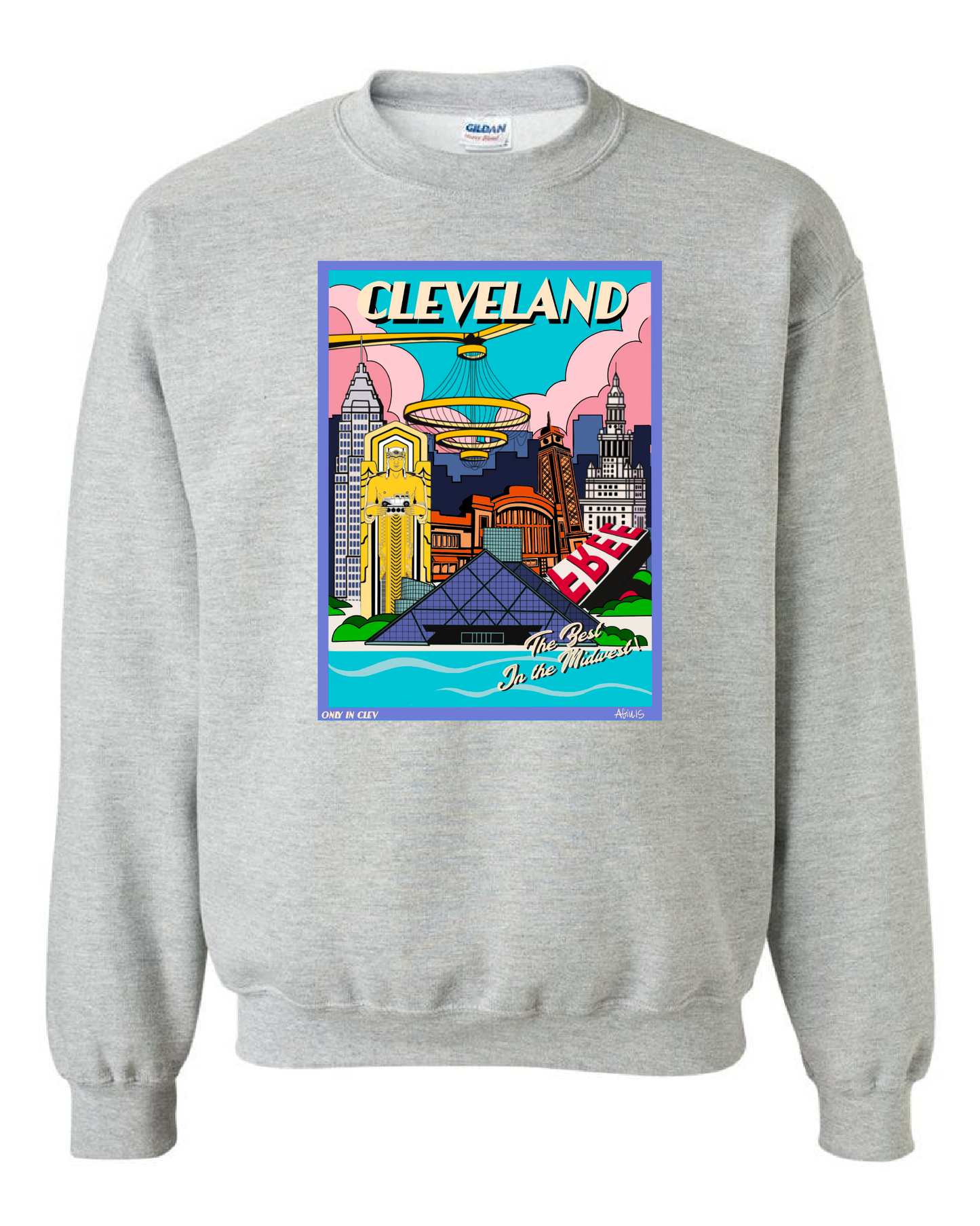 "Cleveland Landmarks 2024" design on Gray - Only in Clev