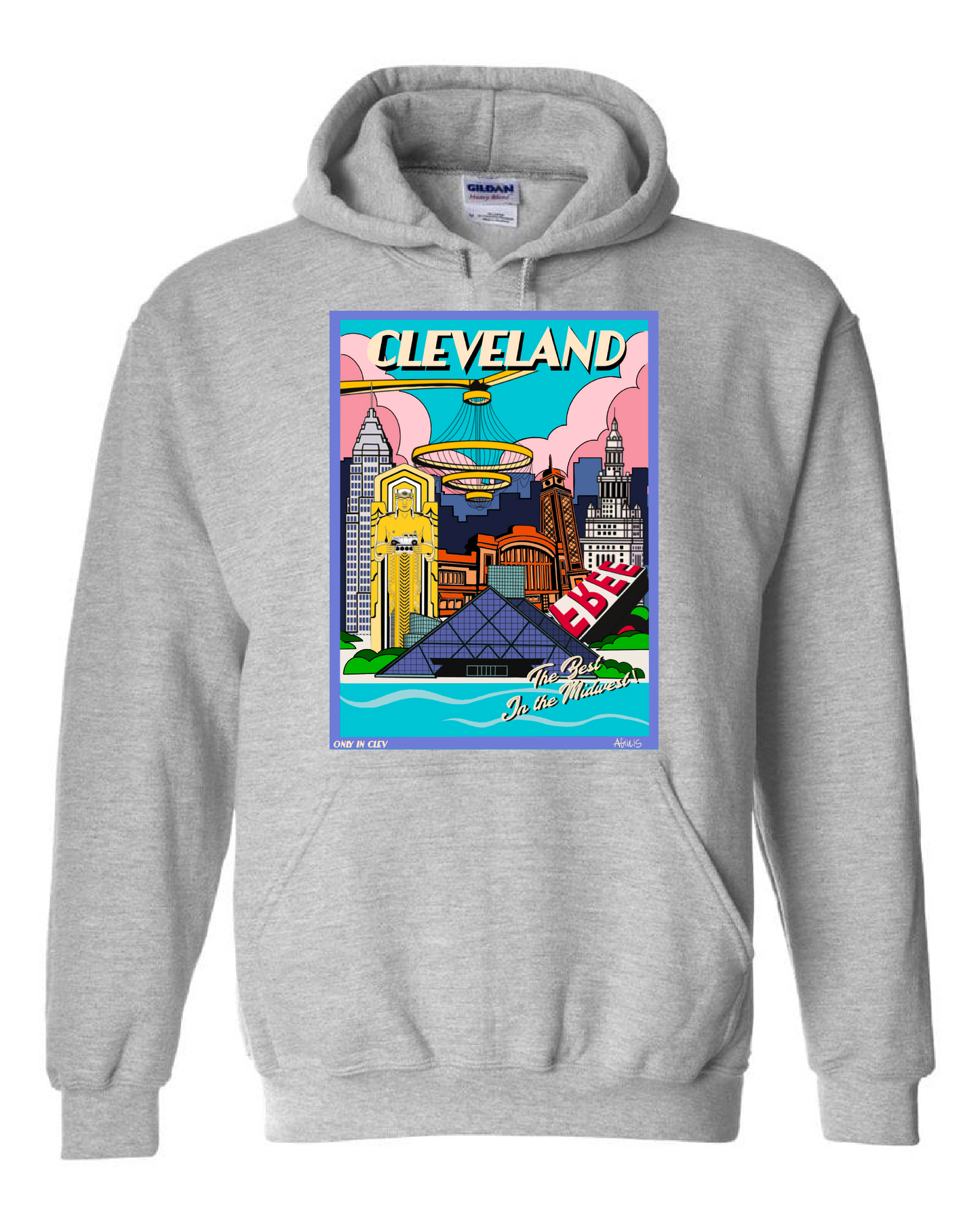 "Cleveland Landmarks 2024" design on Gray - Only in Clev