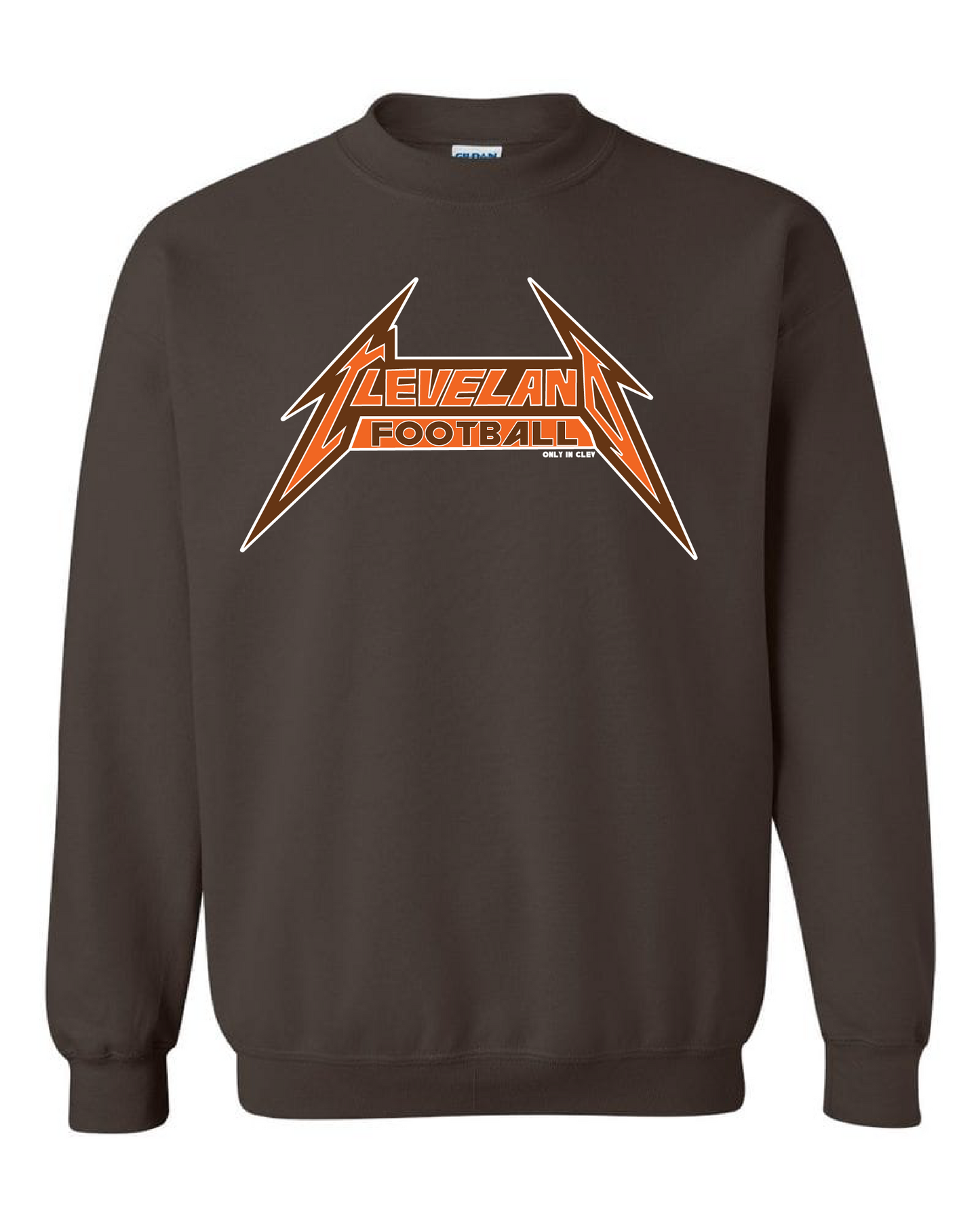"Cleveland Football Metal" Design on Brown - Only in Clev