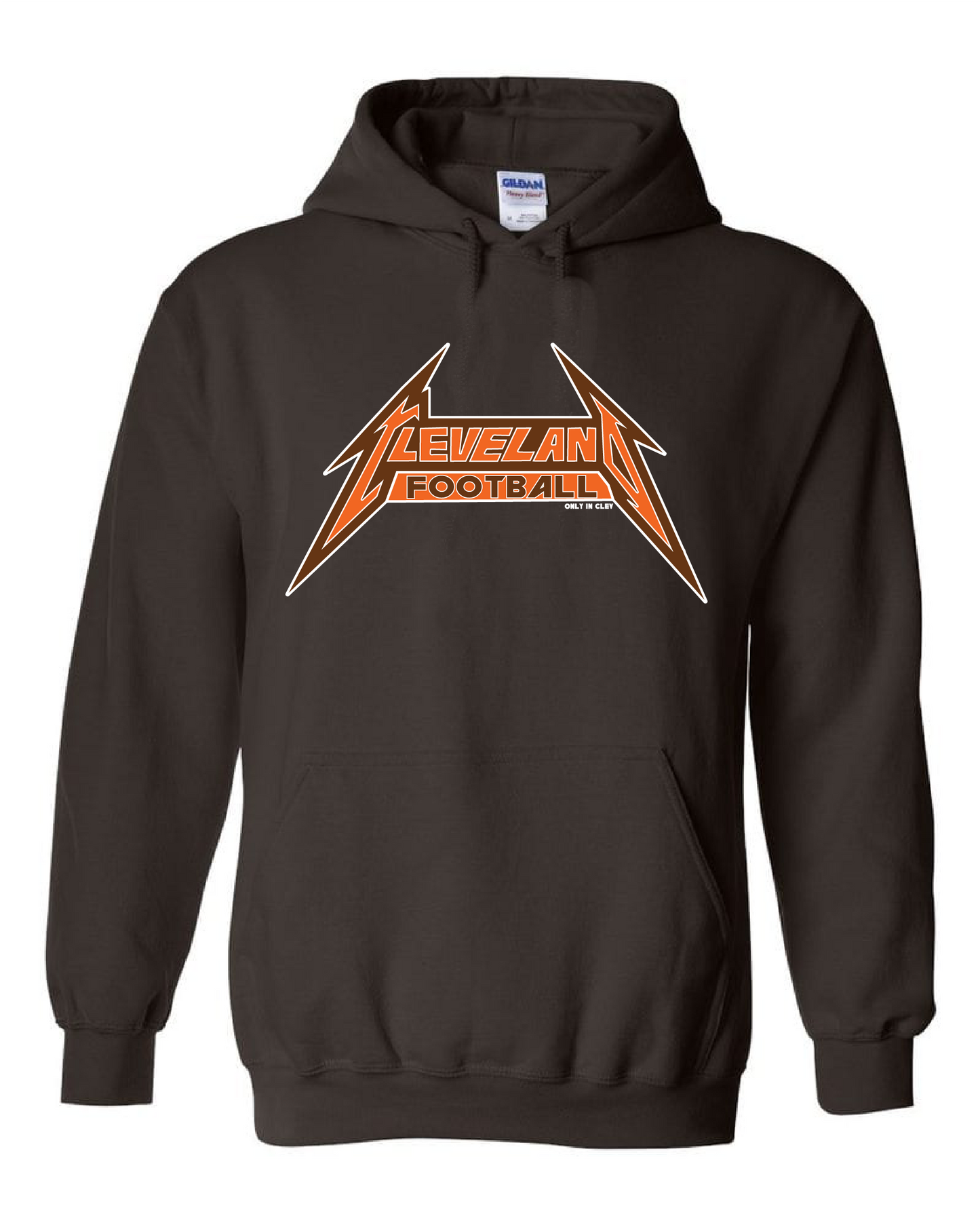 "Cleveland Football Metal" Design on Brown - Only in Clev