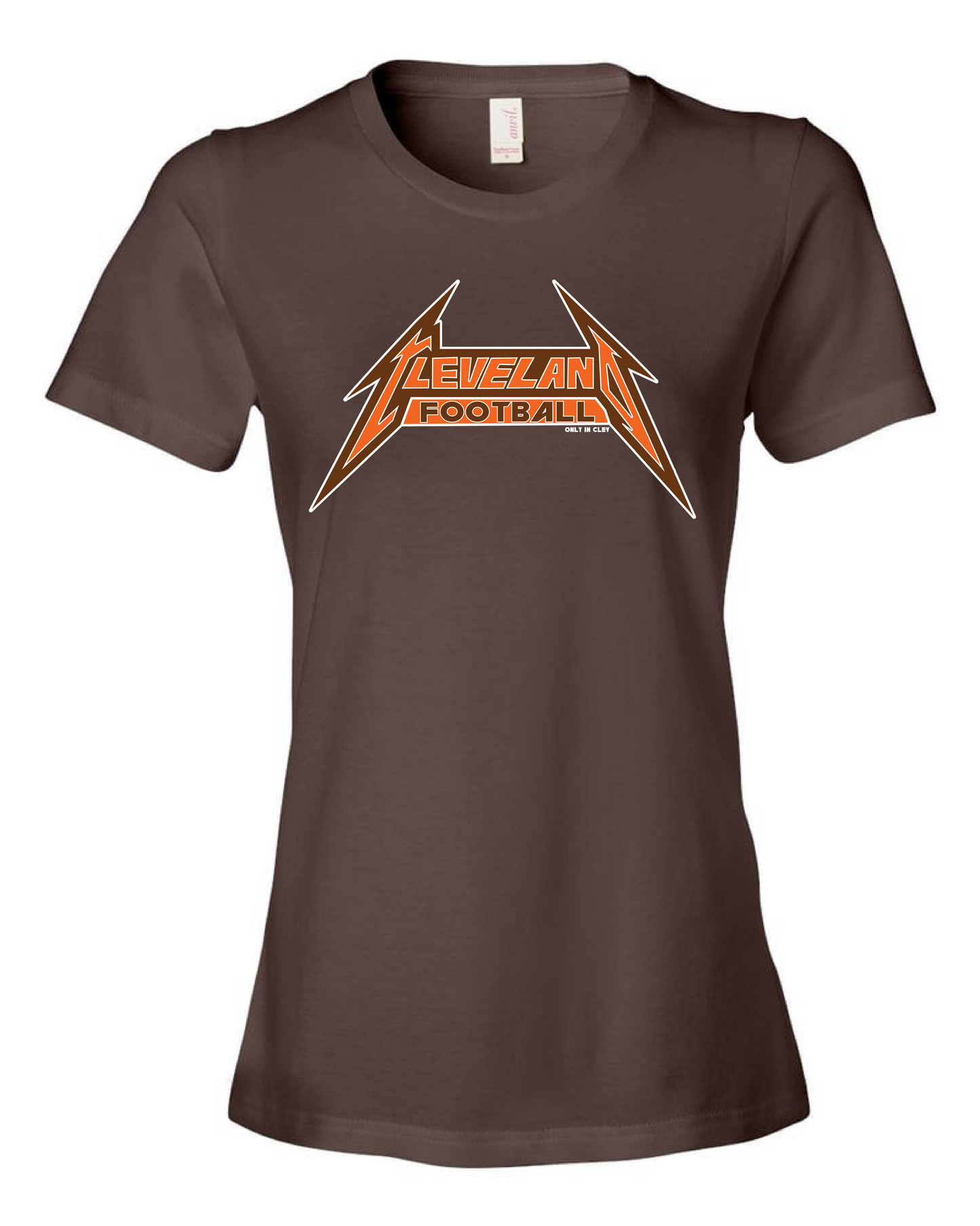 "Cleveland Football Metal" Design on Brown - Only in Clev