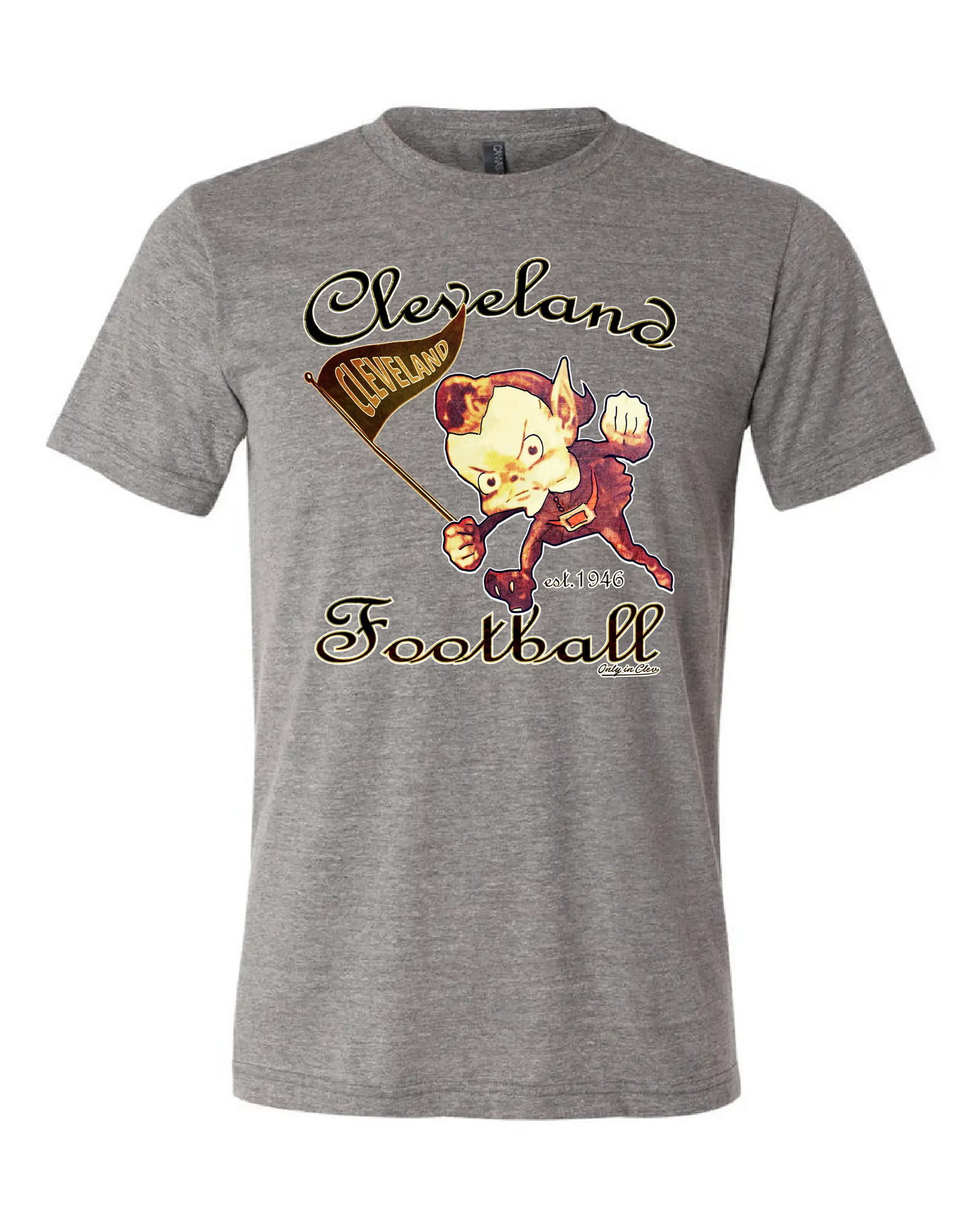 "Cleveland Vintage Elf" design on Gray - Only in Clev -T-Shirt