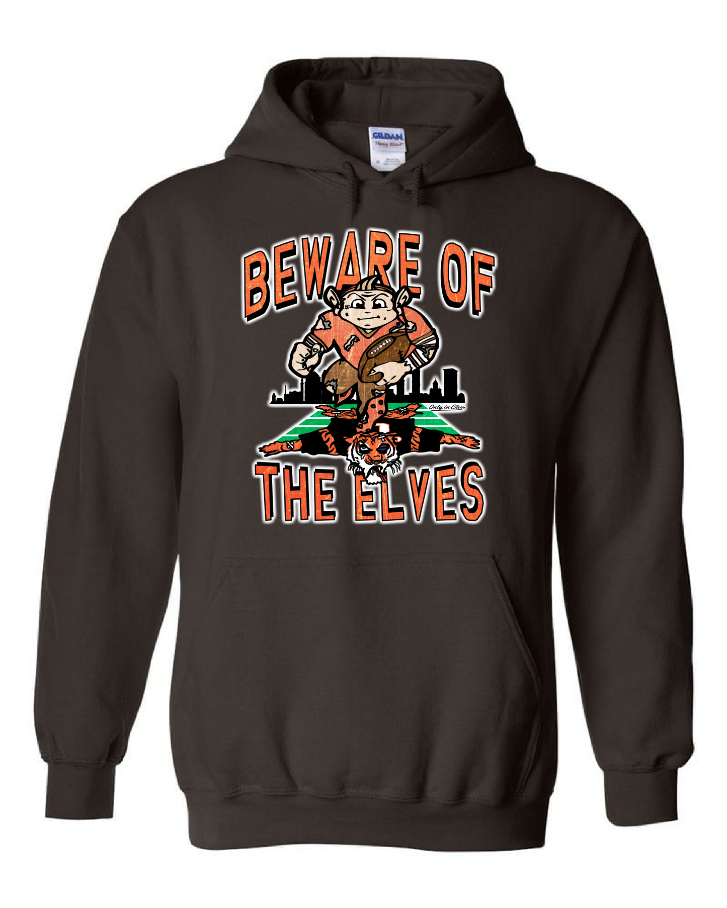 "Beware of the Elves" Design on Brown - Only in Clev