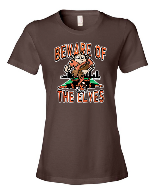 "Beware of the Elves" Design on Brown - Only in Clev