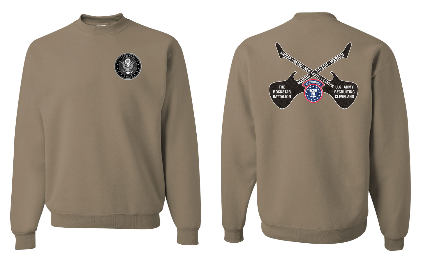 "RockStar Battalion" RockStar Guitar Design on Khaki - Only in Clev