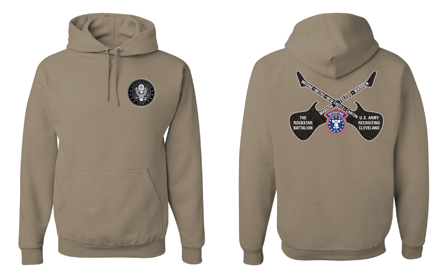 "RockStar Battalion" RockStar Guitar Design on Khaki - Only in Clev