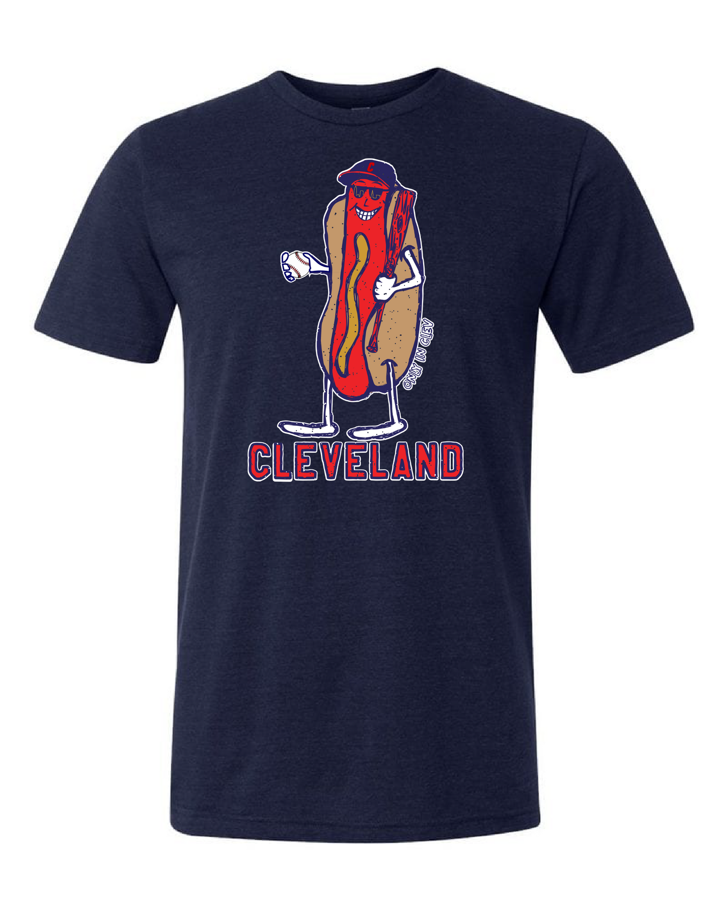"Cleveland Dollar Dog/Baseball Design" on Navy - Only in Clev