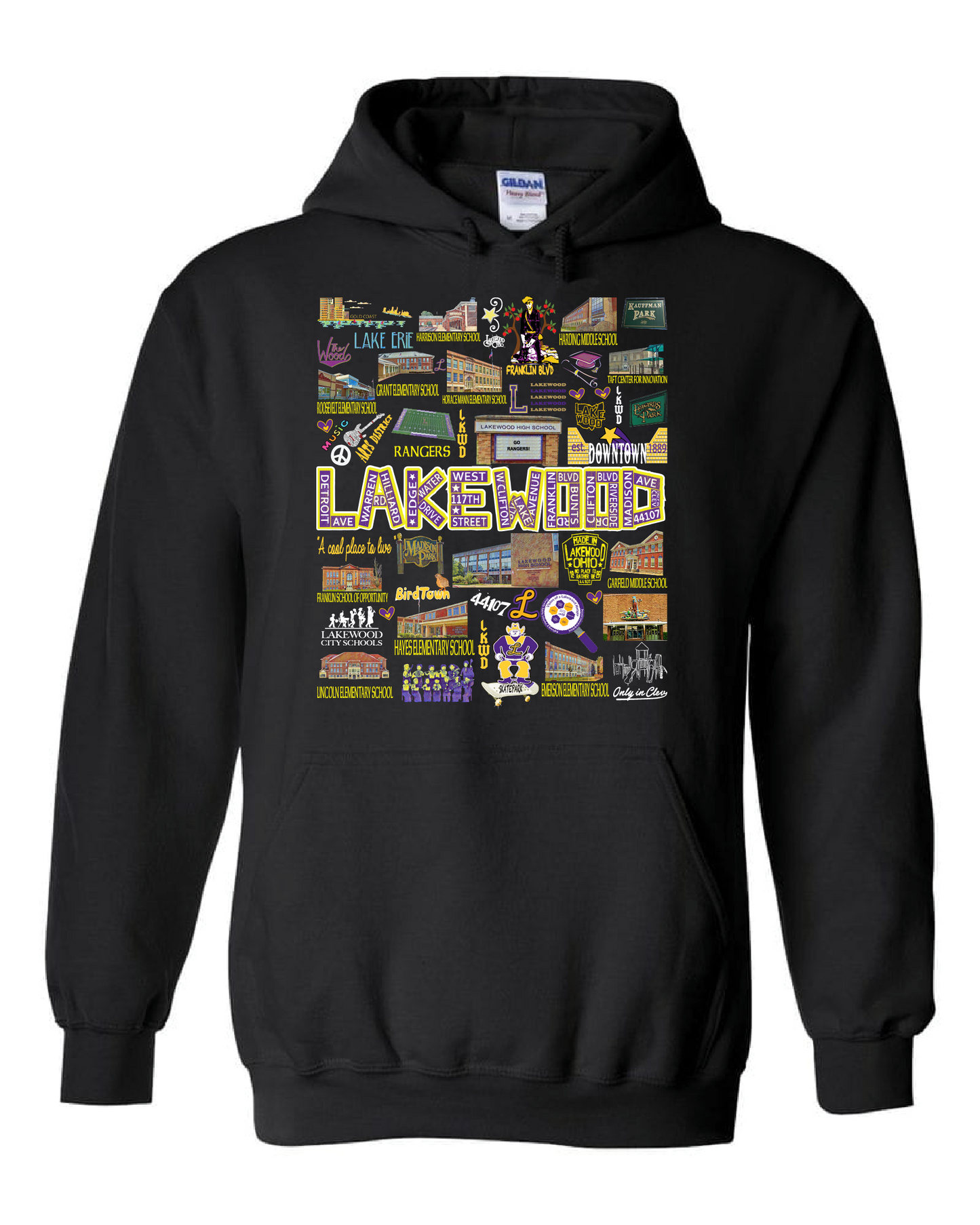 "Lakewood Buildings" Design on Black Only in Clev