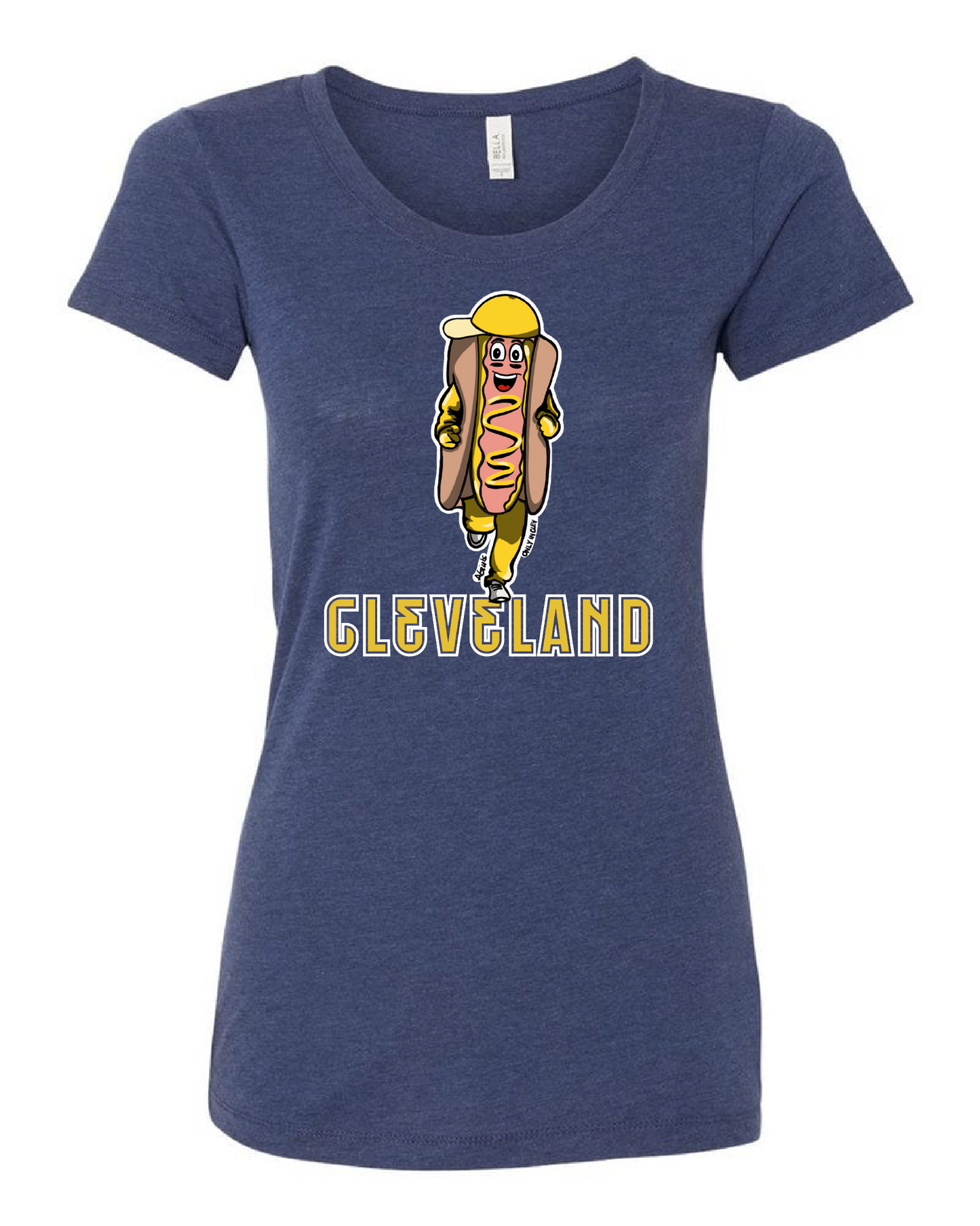 "Cleveland Mustard Dog/Design" on Navy - Only in Clev