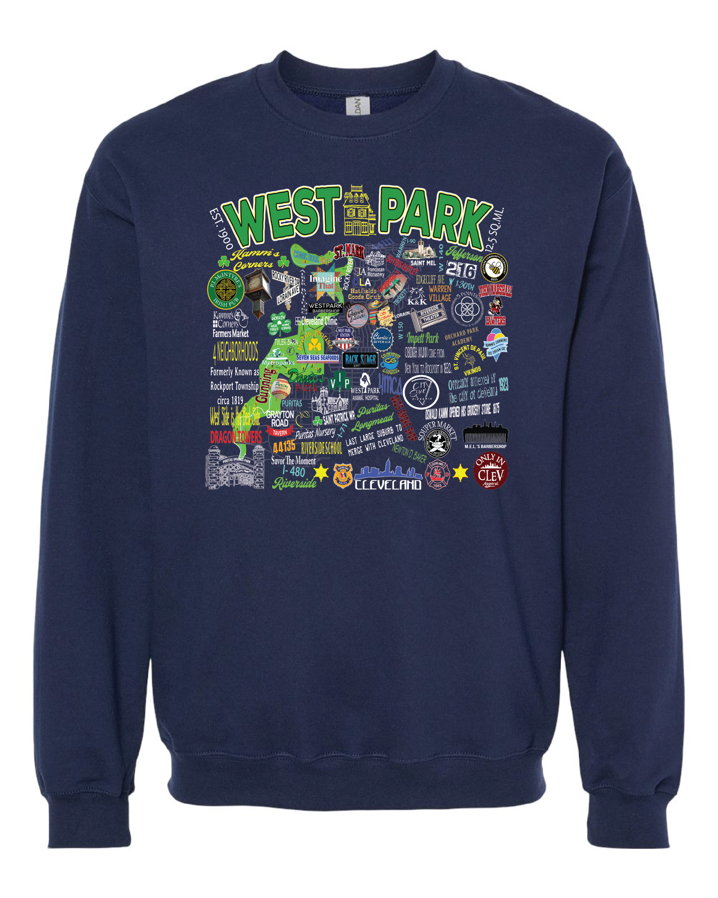 "West Park Collage" Design on Navy - Only in Clev