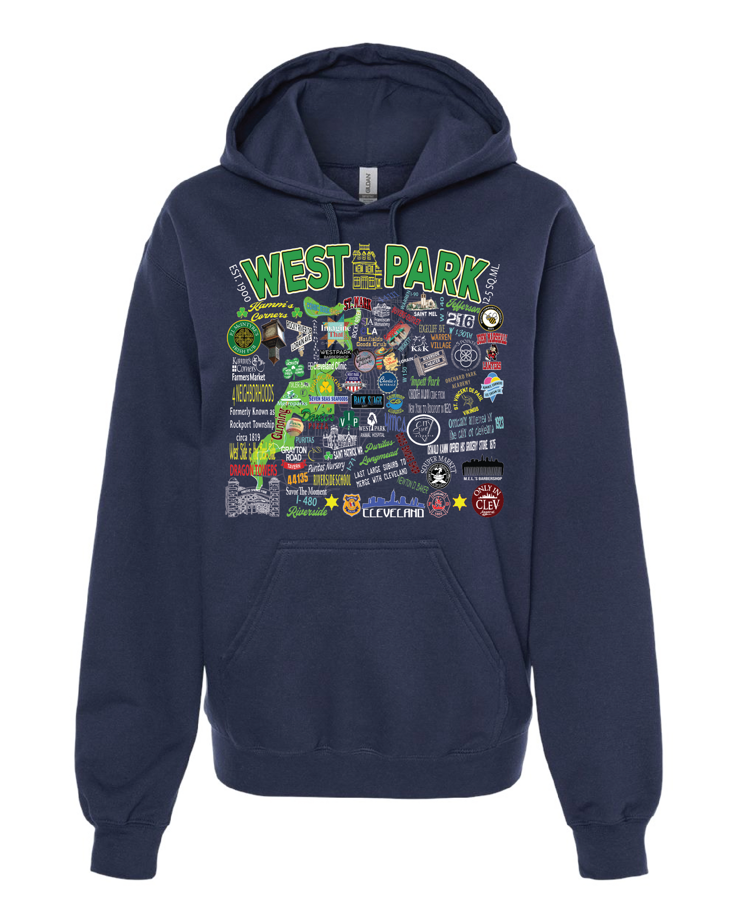 "West Park Collage" Design on Navy - Only in Clev