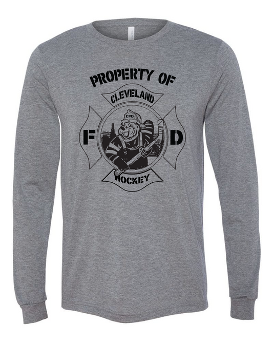 Youth "Property of Cleveland Fire Hockey" on Gray - Only in Clev