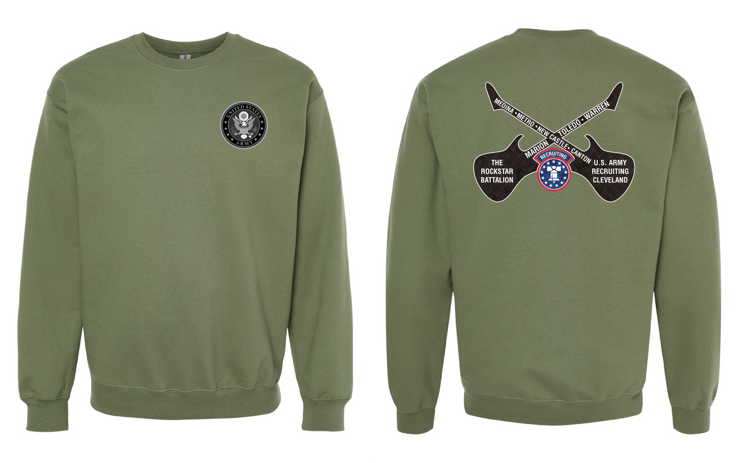 "RockStar Battalion" RockStar Guitar Design on Military Green - Only in Clev