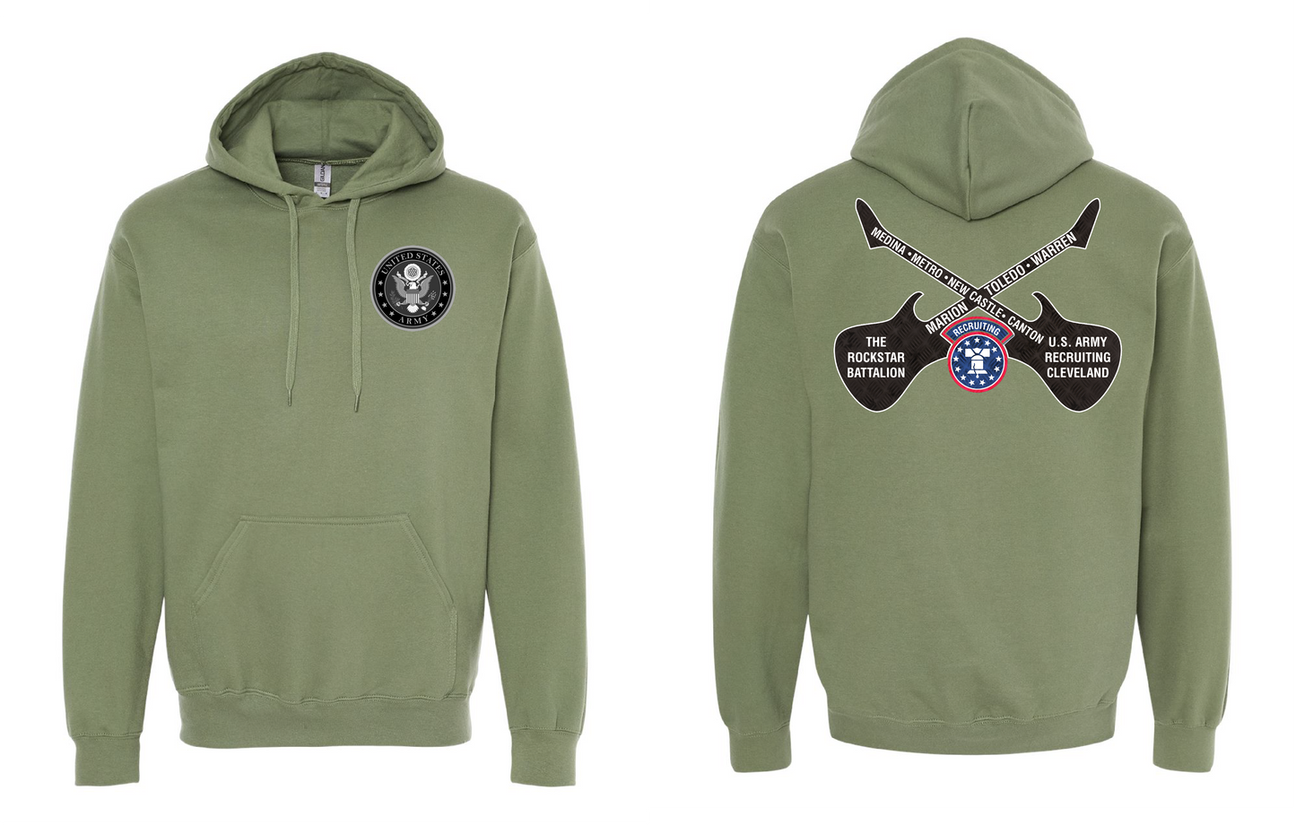 "RockStar Battalion" RockStar Guitar Design on Military Green - Only in Clev