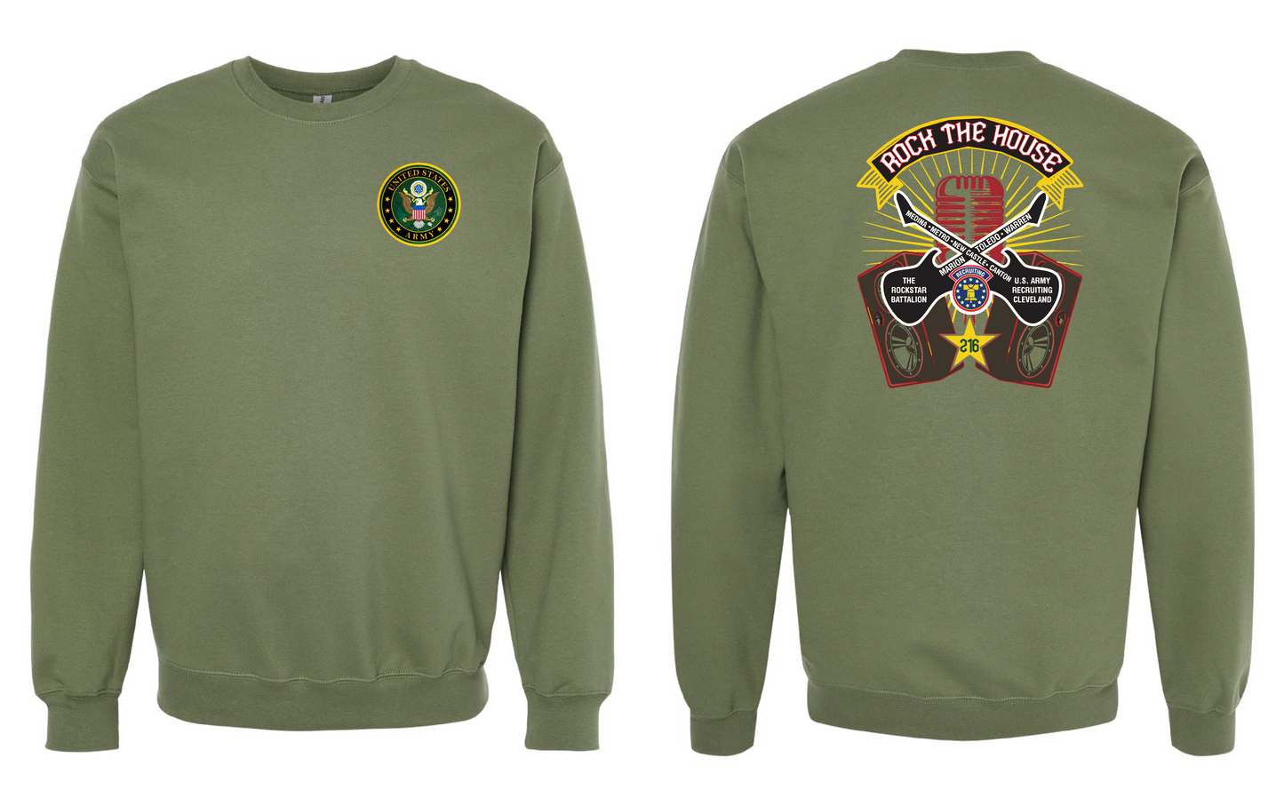 "RockStar Battalion" Rock the House Design on Military Green - Only in Clev
