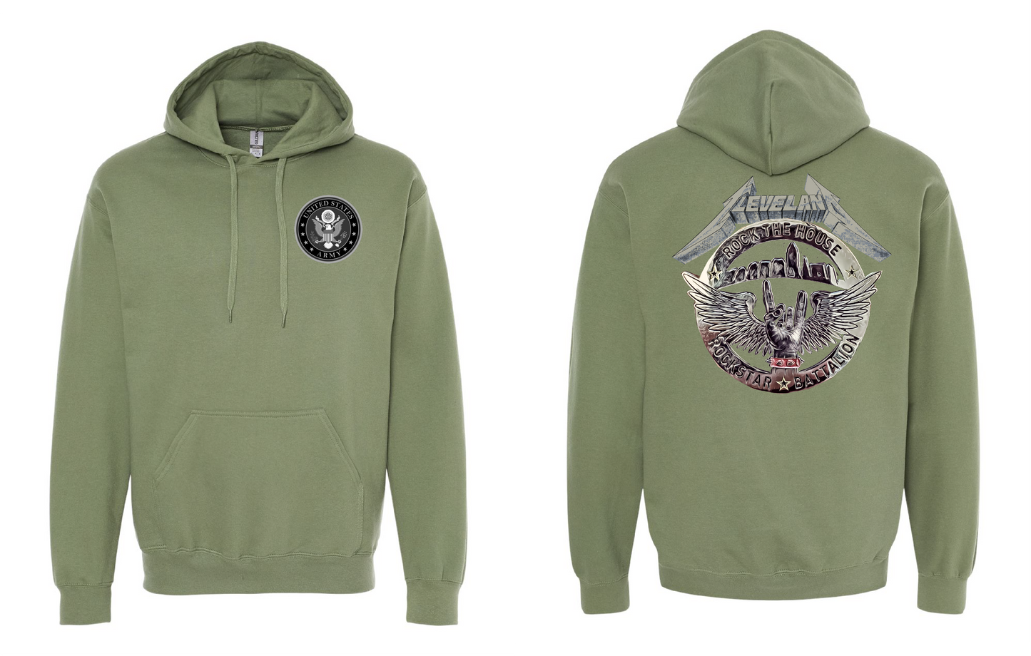 "RockStar Battalion" RockStar Metal Design on Military Green - Only in Clev