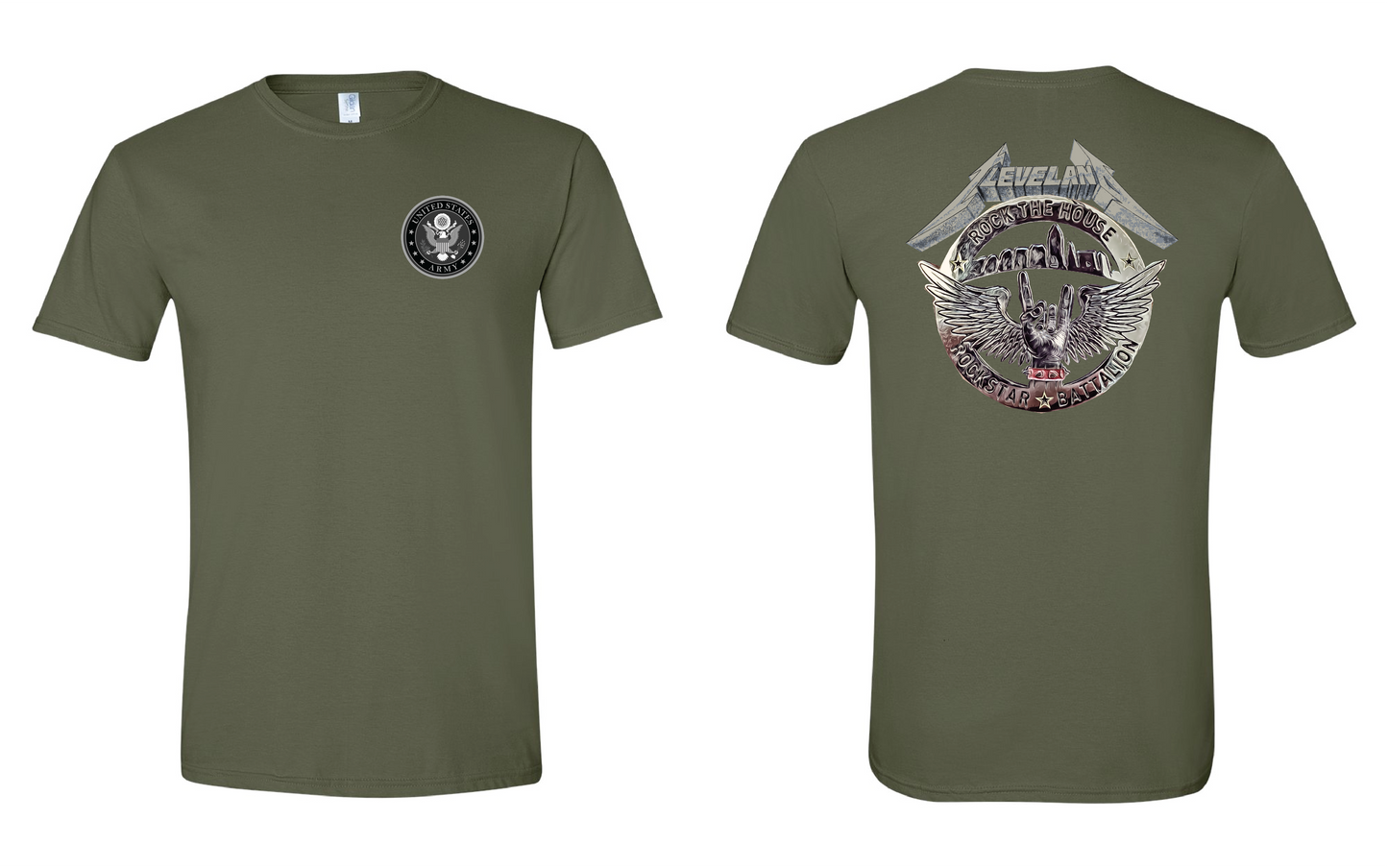 "RockStar Battalion" RockStar Metal Design on Military Green - Only in Clev