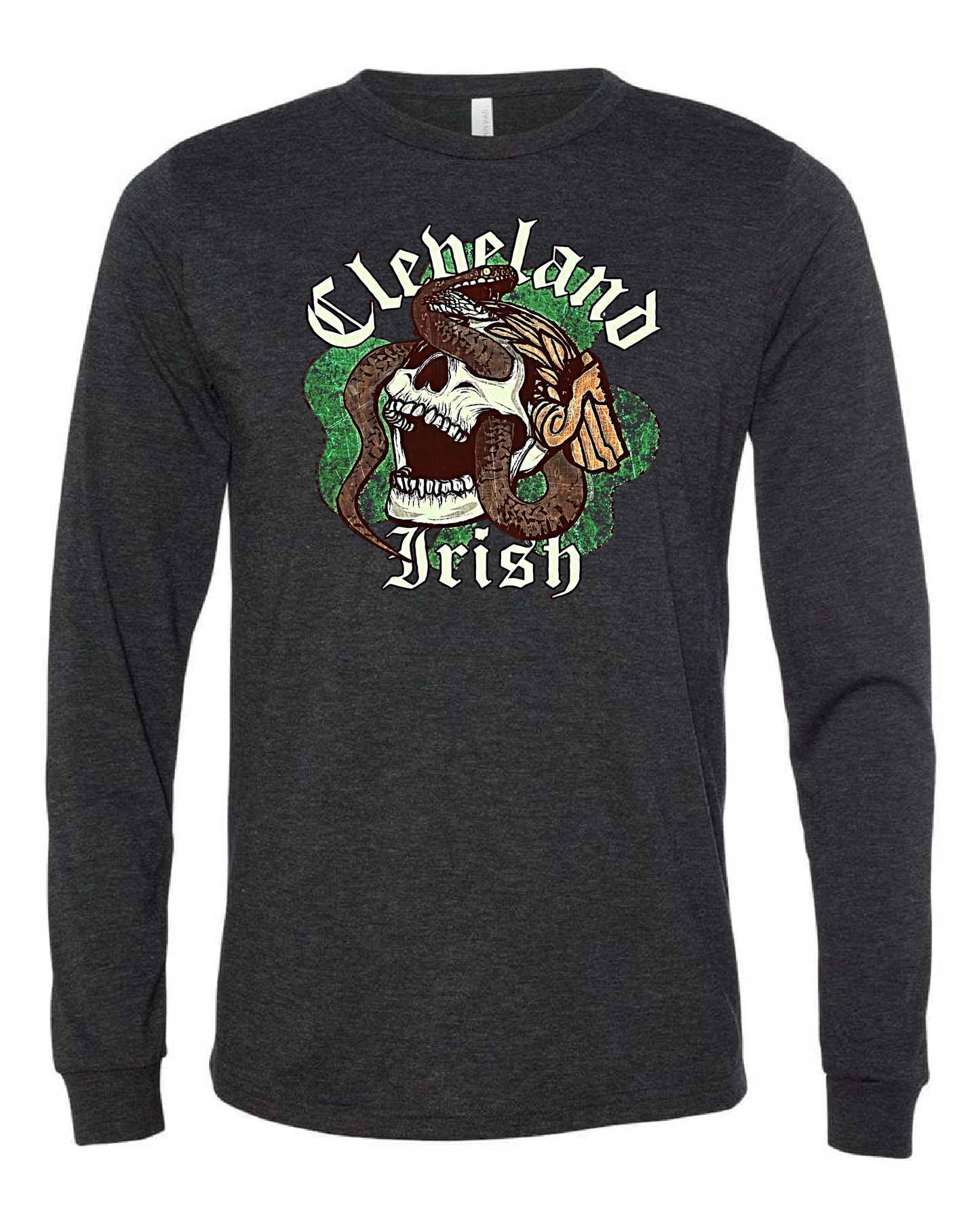 "Cleveland Irish Skull Snake" design on Black - Only in Clev