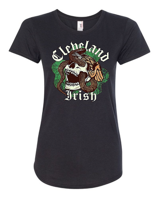 "Cleveland Irish Skull Snake" design on Black - Only in Clev