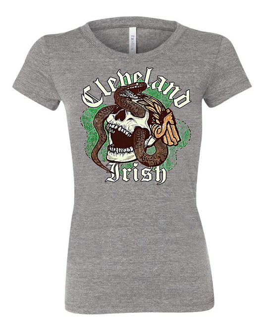 "Cleveland Irish Skull Snake" design on Gray - Only in Clev