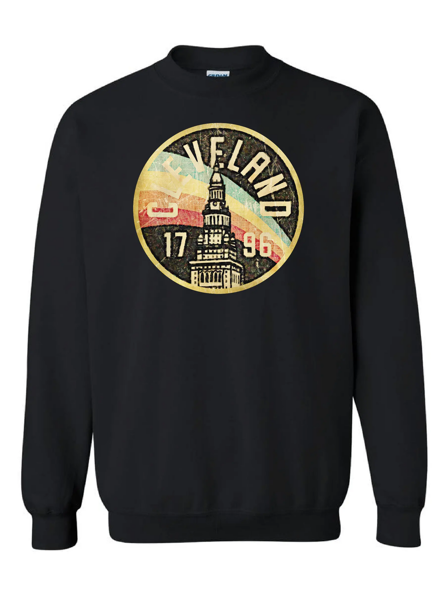 Cleveland Terminal Rainbow on Black - Only in Clev 3XL-Crew-Sweatshirt