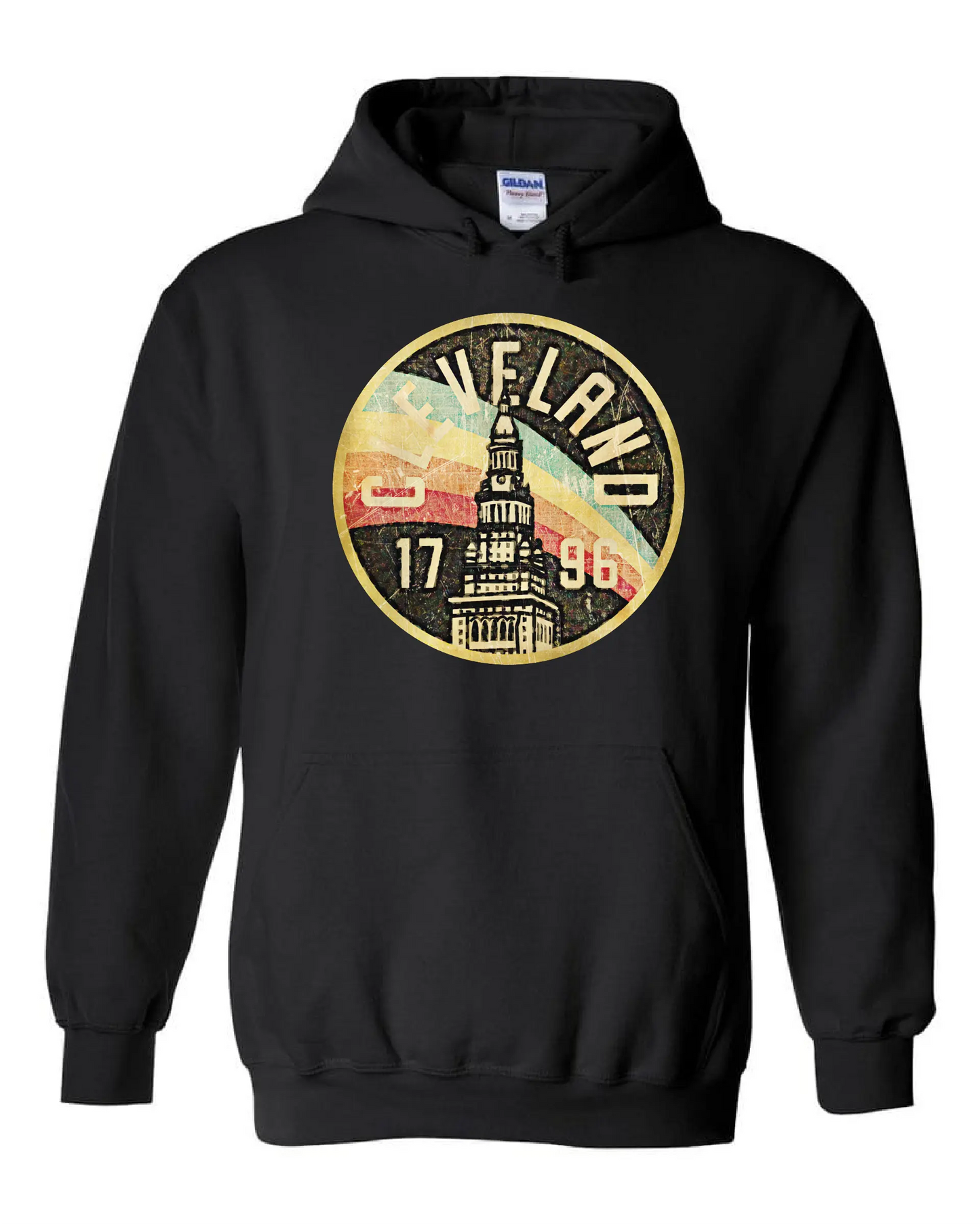 Cleveland Terminal Rainbow on Black - Only in Clev 3XL-Hoodies