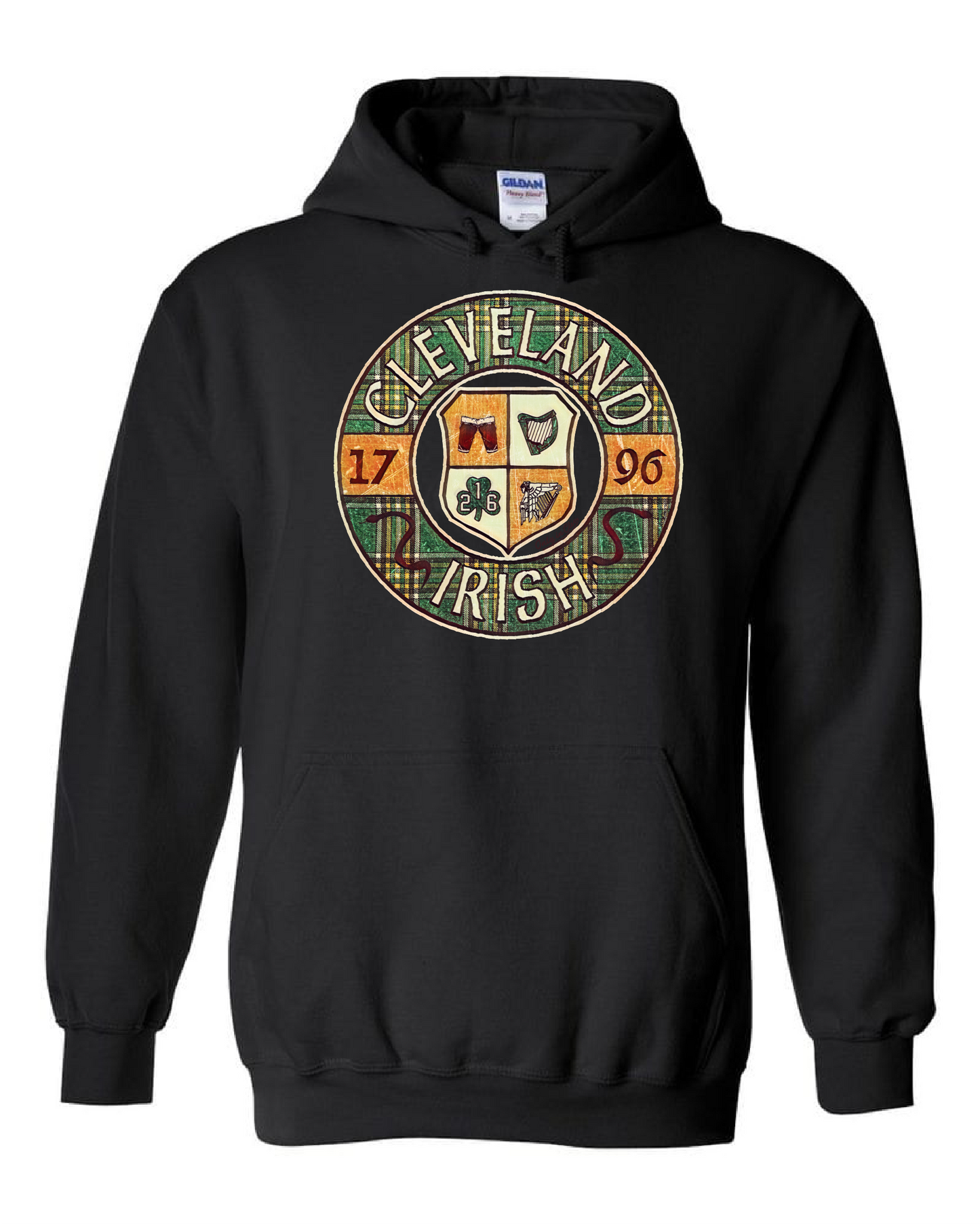 "Cleveland Irish Plaid" on Black - Only in Clev