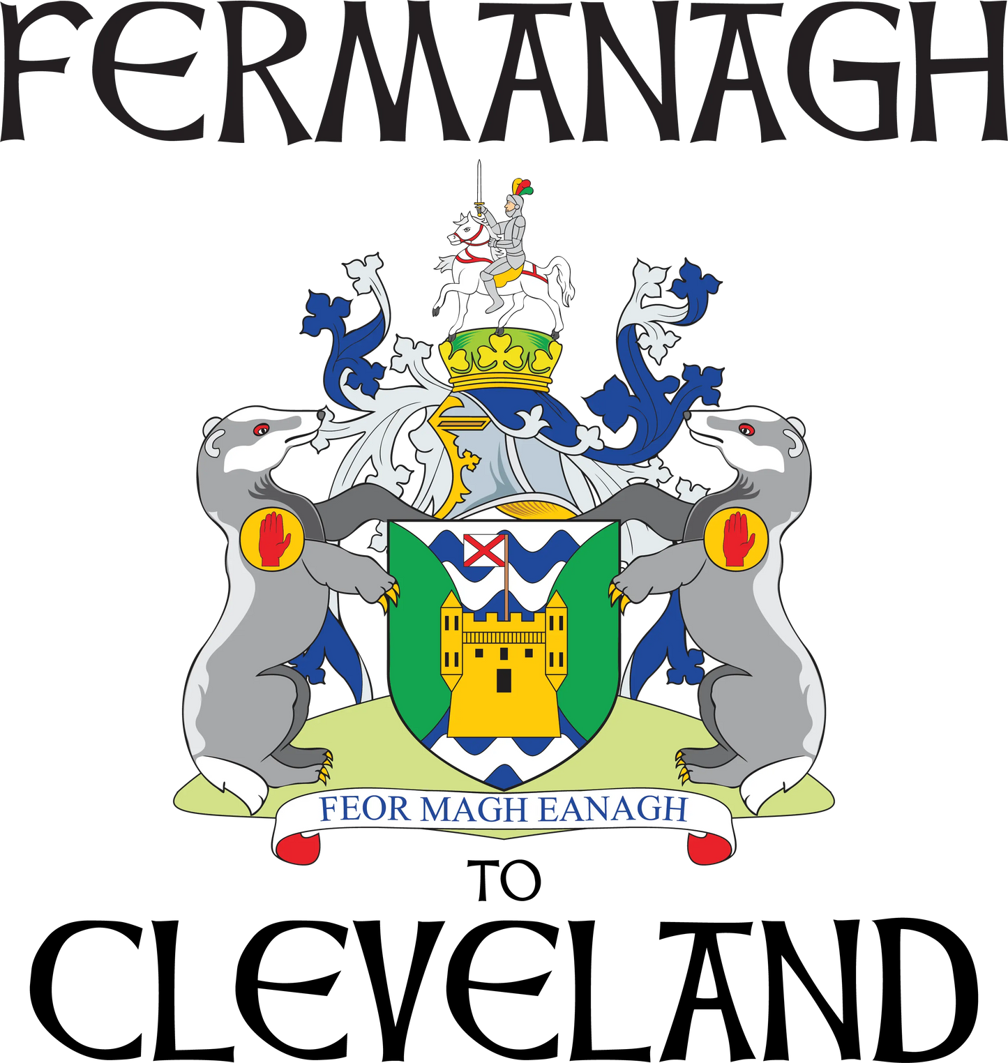 "Fermanagh to Cle" Irish Counties Design on Gray - Only in Clev