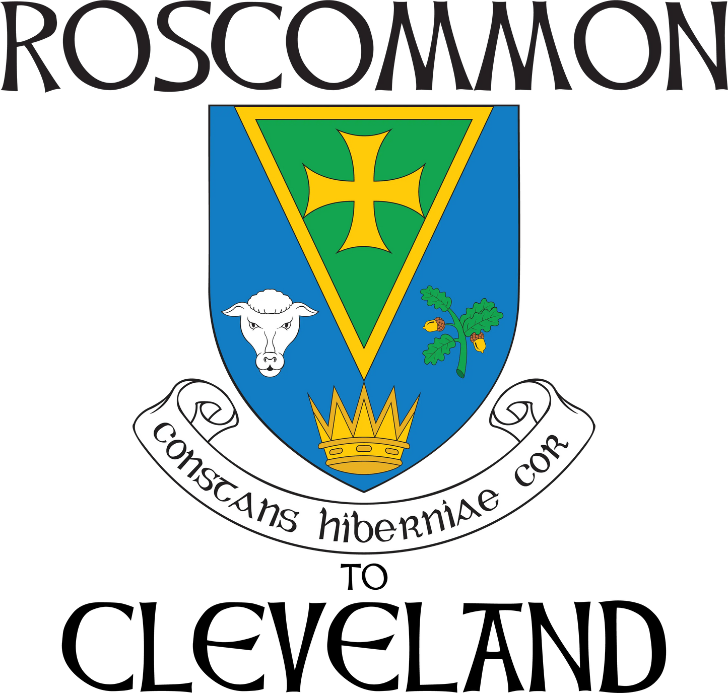 "Roscommon to Cle" Irish Counties Design on Gray - Only in Clev