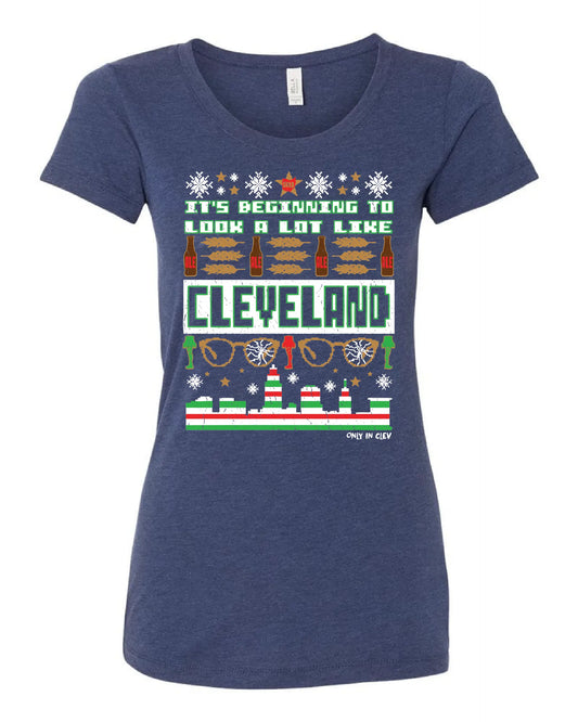 "Cleveland Christmas Design" on Navy - Only in Clev