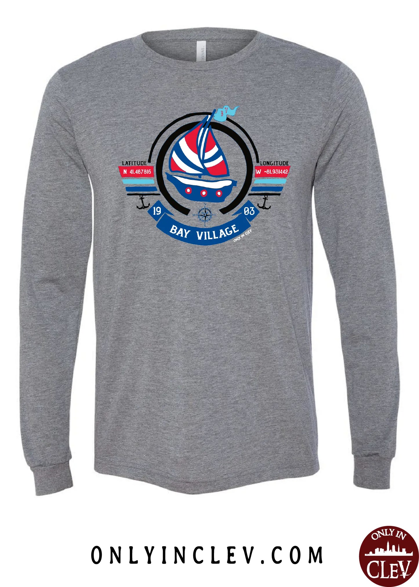 "Bay Village" T Shirt on Gray - Only in Clev