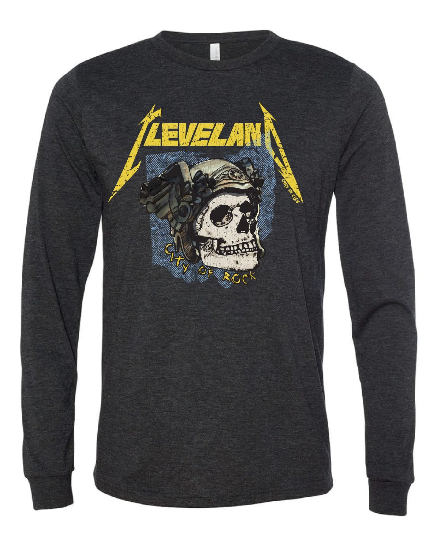 Cleveland Rock Skull on Black - Only in Clev 3XL-Unisex-Long-Sleeve-T-Shirt
