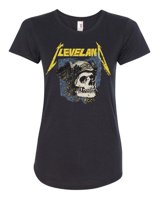 Cleveland Rock Skull on Black - Only in Clev 2XL-Women-s-Short-Sleeve-T-Shirt