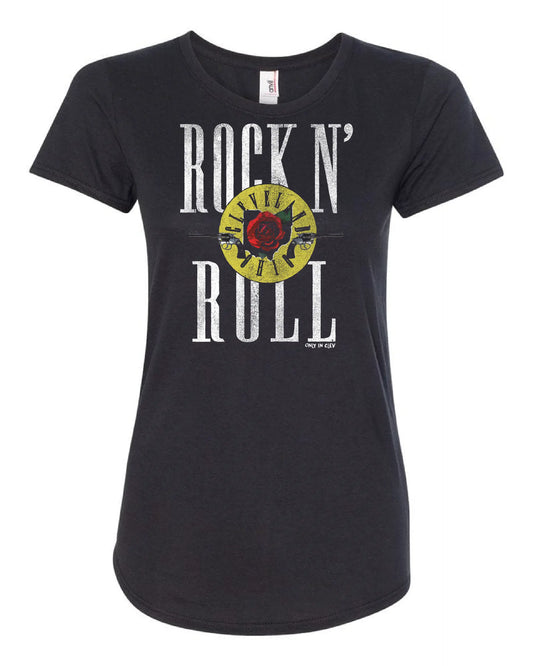 Rock n' Roll Cleveland on Black - Only in Clev 2XL-Women-s-Short-Sleeve-T-Shirt