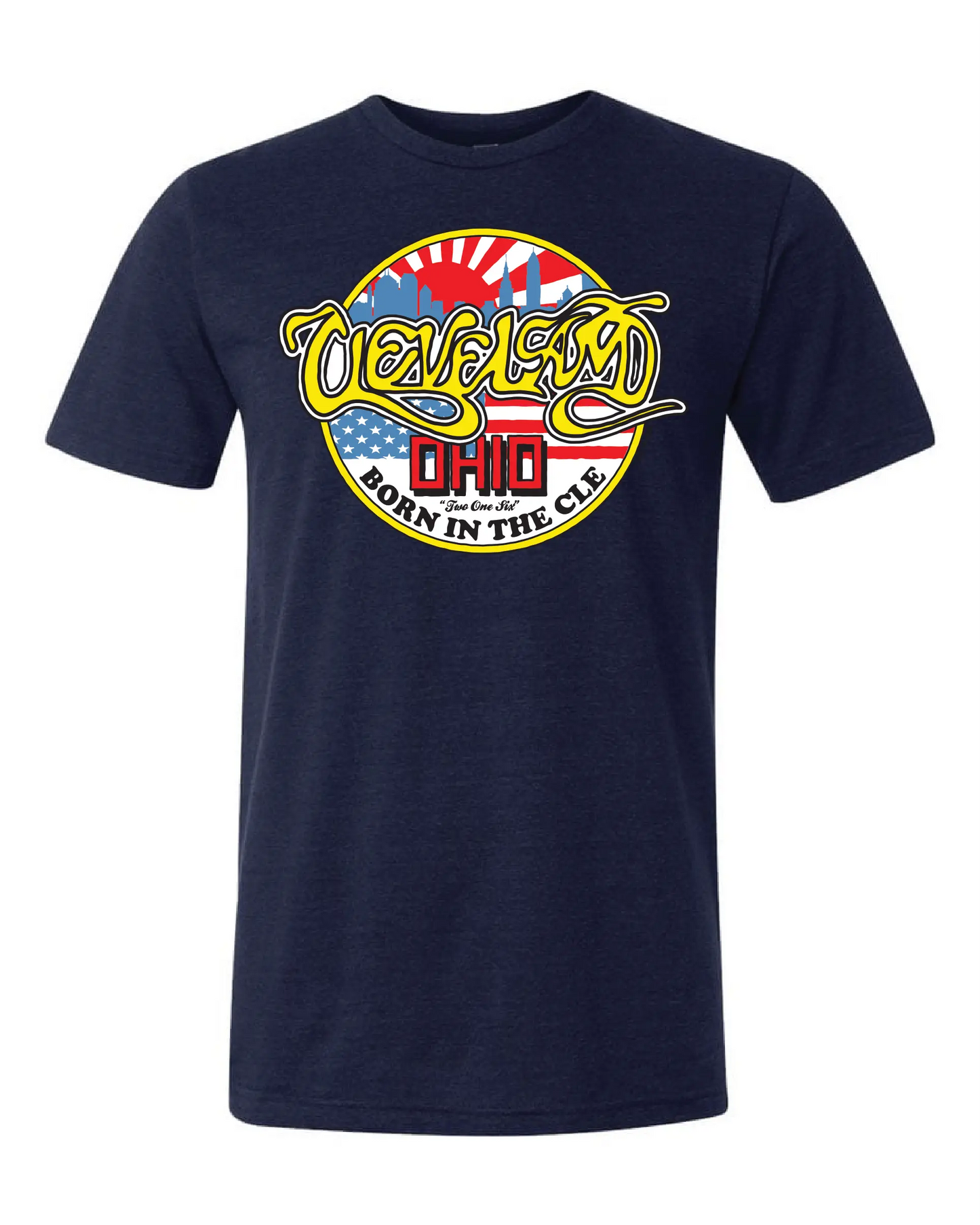"Born in the CLE" on Navy - Only in Clev 3XL-Men-s-Short-Sleeve-T-Shirt