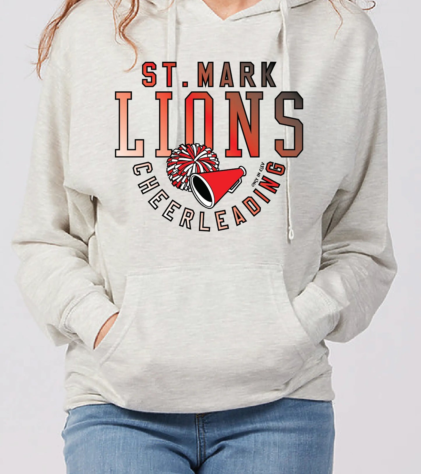 "St. Mark Lions Cheerleading" Design on Ash - Only in Clev 3XL-Hoodies